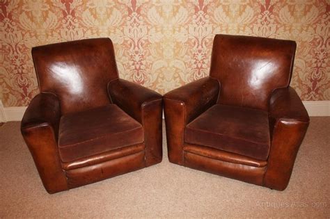 Browse selection of comfortable real and faux leather armchairs for your living room, modern design in a range of colours and styles, always at attractive prices. Good Pair Of Art Deco Leather Armchairs - Antiques Atlas