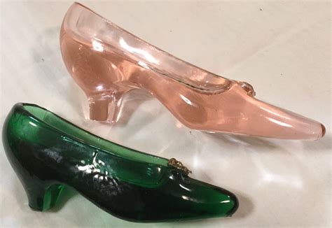 Vintage Mini Glass Shoe Boot Victorian Pink Green Angel Cupid Etsy Uk