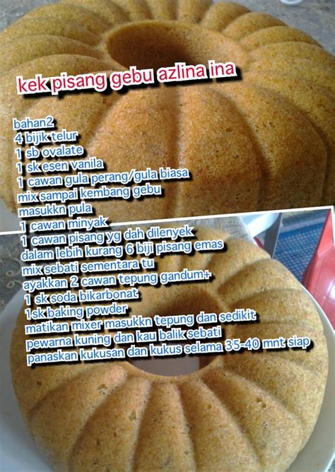 Resepi kek pisang almond yang simple dan sedap (pic kredit to fb azlina ina fans ) hujan plak hari nie.sejuk2 nie sedap maka. ~eRnIeY~: Resepi Kek By Azlina Ina