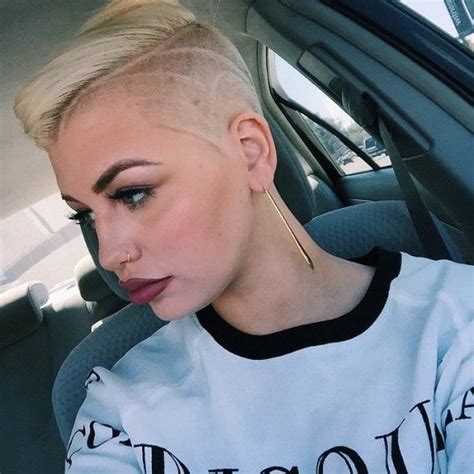 Blonde Ultra Short Asymmetric Undercut Style W Hair Tattoo Shaved