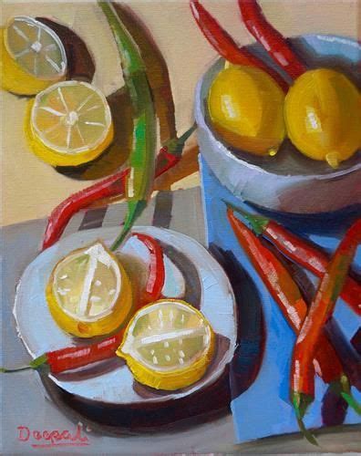 Daily Paintworks Lemons And Chillis Original Fine Art For Sale