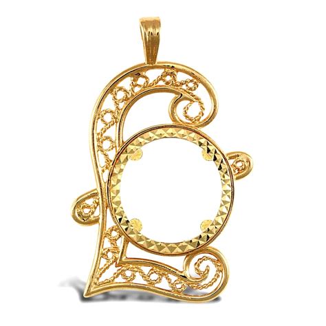 Solid Ct Yellow Gold Pound Sign Full Sovereign Coin Mount Pendant