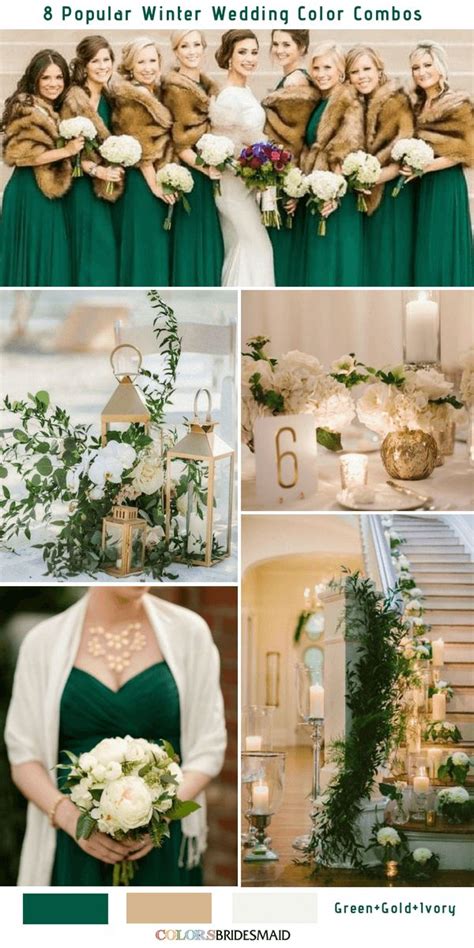 Bright Green Ivory And Gold Winter Wedding Inspirations Winter
