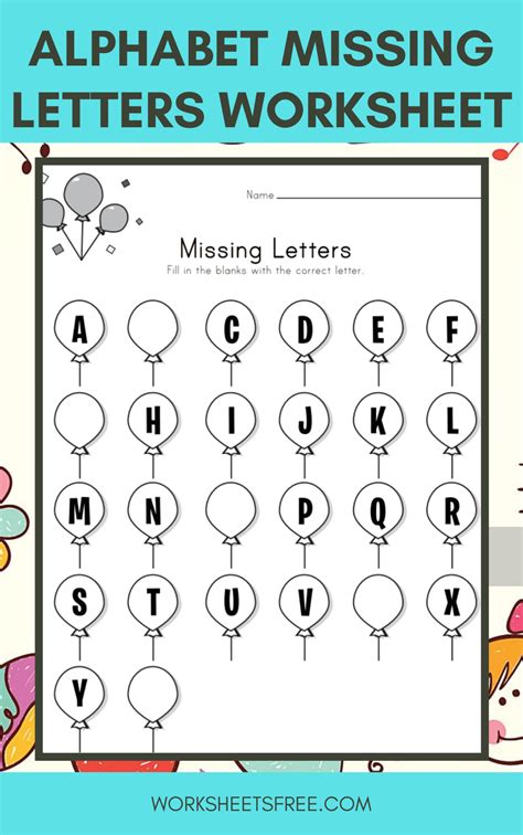 30 Missing Letter Worksheets Pdf