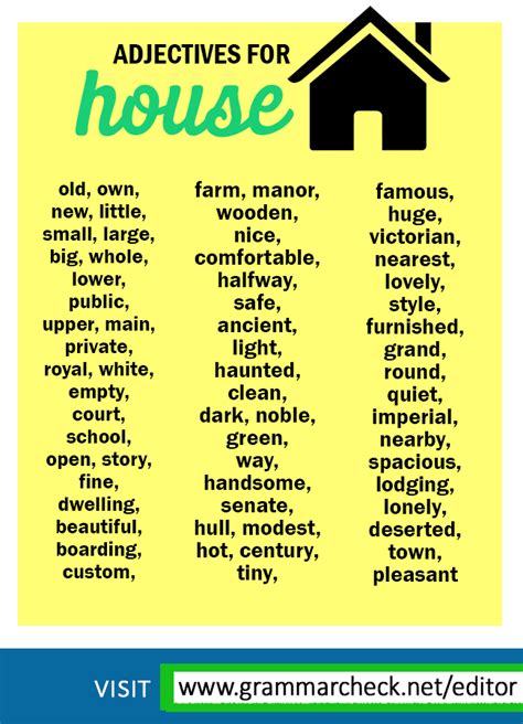 Adjectives To Describe A House