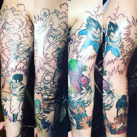 Goku, the main protagonist throughout all the dragon ball series, a goku tattoo is the most popular dragon ball z tattoo to get done. Progress on my Dragon Ball Z tattoo sleeve! | Z tattoo ...