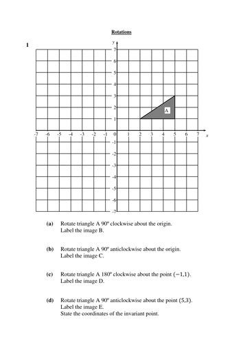 2 Worksheets On Rotations Transformations Of Shapes Teaching Resources