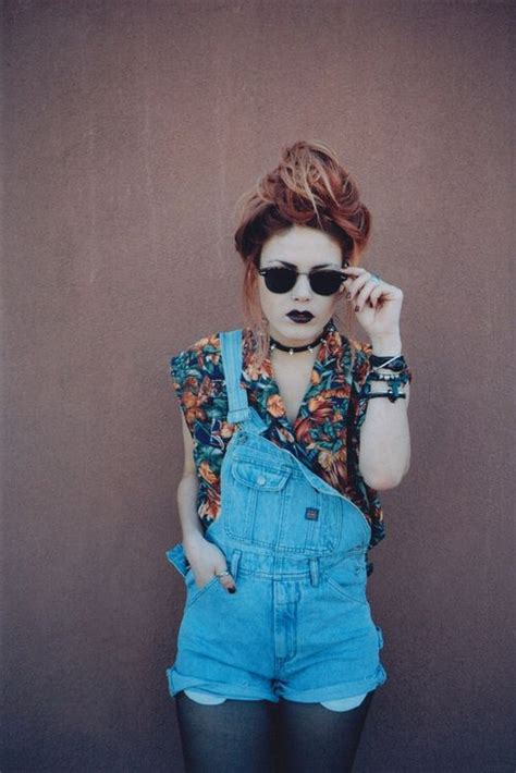 Luanna Perez Love This Grunge Outfit With The Flower Printed Shirt Denim Overalls Vintage