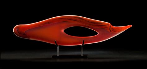 Caladesi Shown In Red Color Hand Blown Glass Sculpture