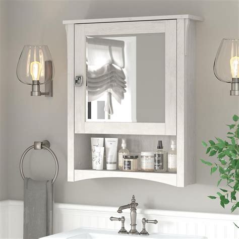 Salinas Bathroom Medicine Cabinet With Mirror In Linen White