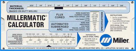Available in 2, 3, 4, 6, 8 and 12 pin contacts with size 20 contacts for awg 16 to 24 gage wire. MILLER MILLERMATIC MIG WELDING CALCULATOR GMAW. Also online calulator http://www.mig-welding.co ...
