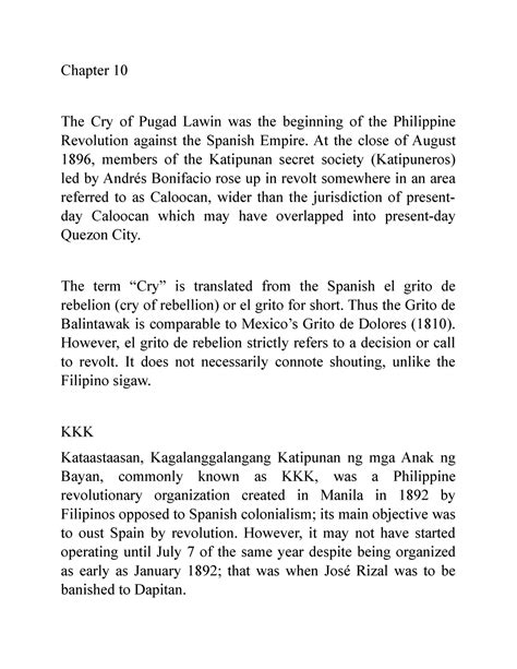 Chapter 10 The Cry Readings In Philippines History Chapter 10 The