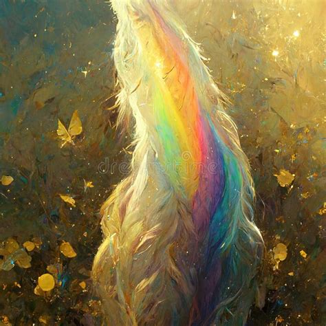 Rainbow In Unicorn Tail Colorful Digital Art Illustration Stock Photo