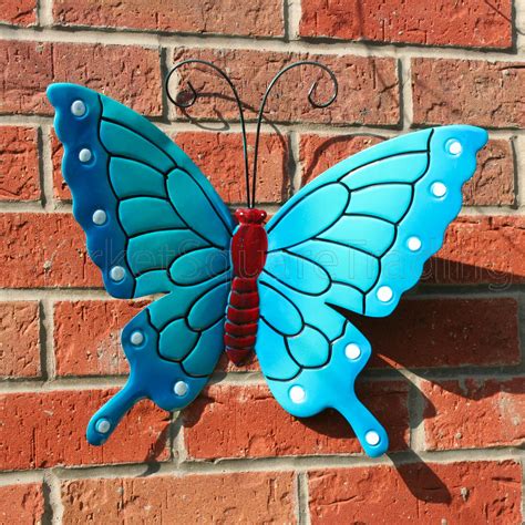 Butterfly Outdoor Ext Lrg New Blue Metal Butterflies Wall