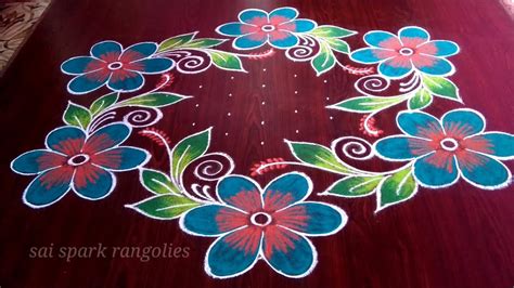 Vijaya Dashami Spl Flower Rangoli Big Rangoli Kolam New Flower