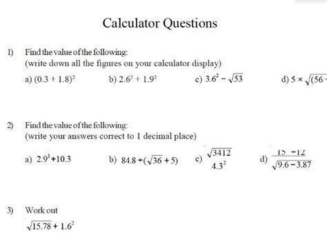 Gcse Maths Worksheet Calculator Questions Teaching Resources