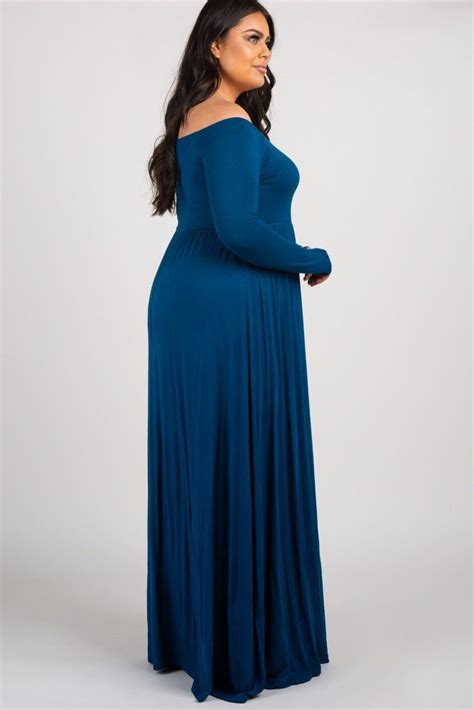 Shop the latest trends in women's plus size dresses. Navy Blue Solid Off Shoulder Maternity Plus Maxi Dress ...