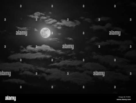 Full Moon Dark And Cloudy Night Stock Photo Alamy