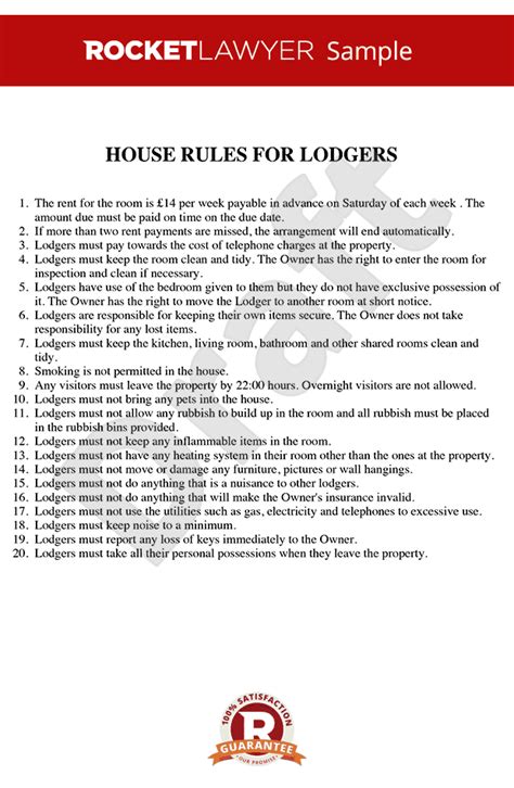 House Rules For Renting A Room House Rules Template