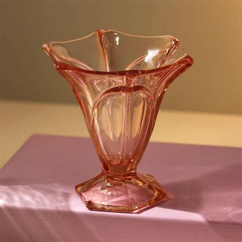 vintage mid century art deco glass vase pink by allumee home