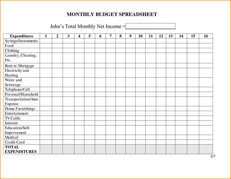Monthly Income And Expense Spreadsheet For Rental Property Monthly