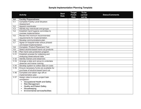 Sample Implementation Plan Templates At