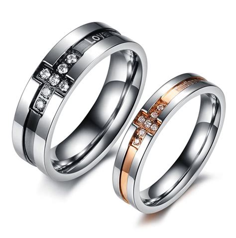 cross personalized custom titanium couples rings couple ring couples ring couple rings
