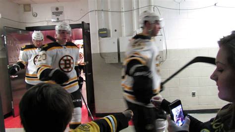 Boston Bruins Behind Scenes Players Exit Locker Room To Meet Courtney