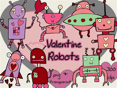 Love Robots Digital Clip Art Valentines Robots Clip Art Christmas
