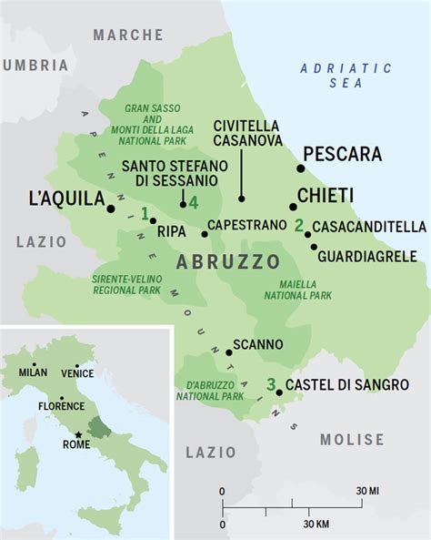 Abruzzo or abruzzi is a region of southern italy with an area of 10,763 square km (4,156 sq mi) and a population of 1.3 million. Abruzzo: Undiscovered Italy | The Hideaway Report