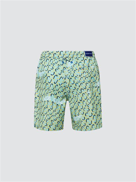 Mens Logo Print Swim Shorts Green Jacob Cohën™
