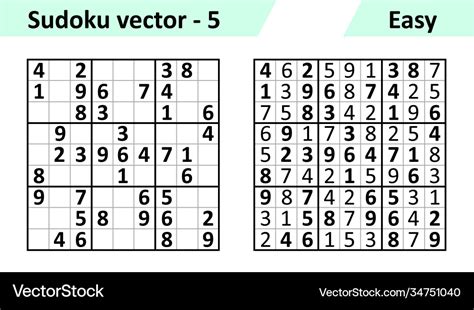 Sudoku Game With Answers Simple Design Set Vector Image