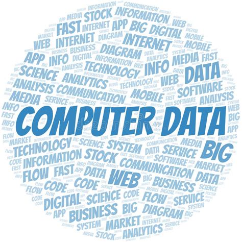 Computer Data Vector Word Cloud Made With Text Only Stock Vector