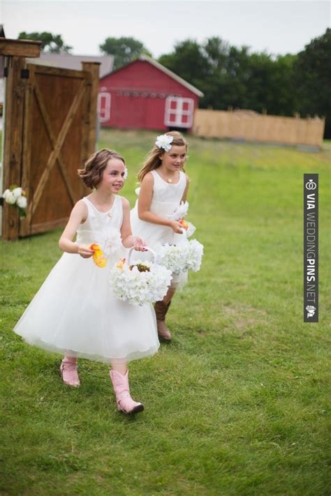 Flower Girls With Cowboy Boots See More Of This Country Wedding Here