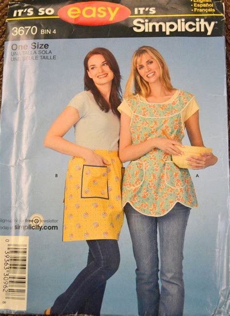 One Yard Aprons Sewing Pattern Simplicity 3670 Misses One Etsy