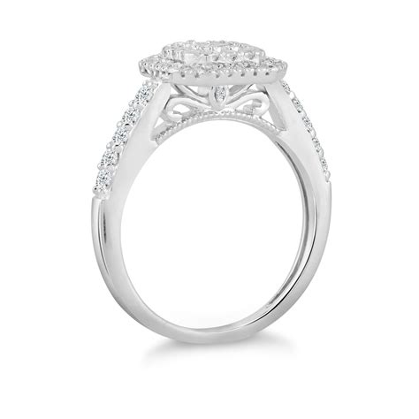 Princessa 9ct White Gold 23ct Diamond Cluster Ring Hsamuel