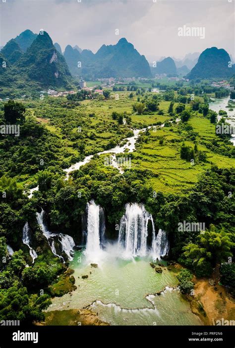 Ban Gioc Detian Waterfall On The Border Between China And Vietnam