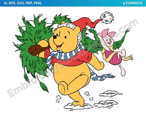 Winnie The Pooh, Piglet, Christmas Tree - Winnie Christmas - Holiday
