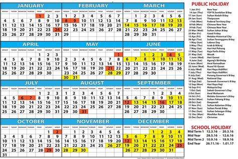 Comprehensive list of national public holidays that are celebrated in malaysia during 2019 with dates and information on the origin and meaning of holidays. 2020 Calendar Malaysia School Holiday - Calendar Printable ...