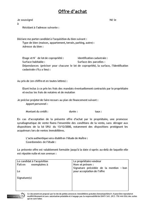 Lettre De Proposition Dachat