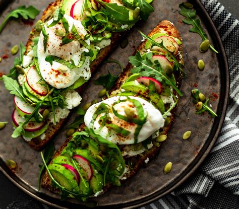 Avocado Open Faced Sandwich With Ricotta And Poached Egg The Minty Tomato