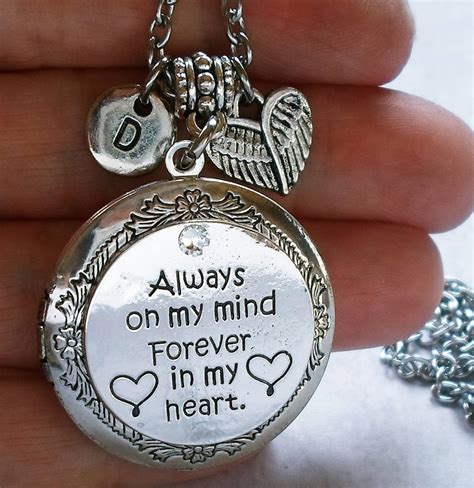 Always On My Mind Forever In My Heart Memorial Locket W Letter Etsy