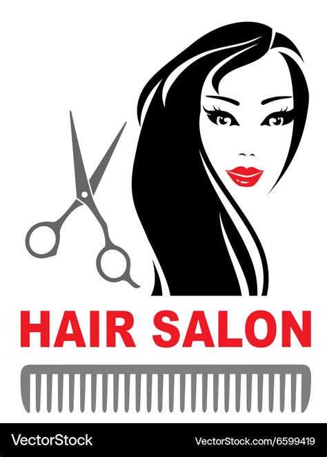 Hair Salon Icon With Girl And Scissors Royalty Free Vector