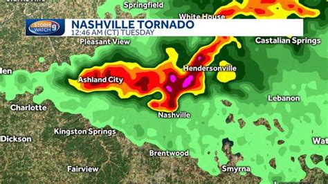 Nashville Tornado On Radar 100 Mile Path