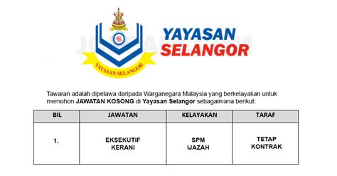 Iklan jawatan kosong oleh jabatan lain di negeri selangor sila terus layari laman web jabatan berkenaan. Jawatan Kosong di Yayasan Selangor - JOBCARI.COM | JAWATAN ...