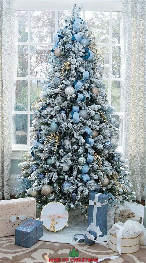 20 Blue Flocked Christmas Tree