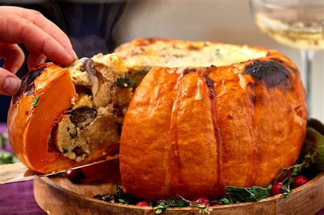 how to make a vegetarian stuffed pumpkin masterpiece recipe vegetarian thanksgiving pumpkin