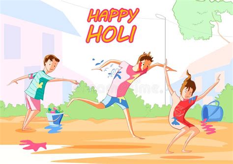 Indian People Celebrating Holi Festival Stock Illustrations 579