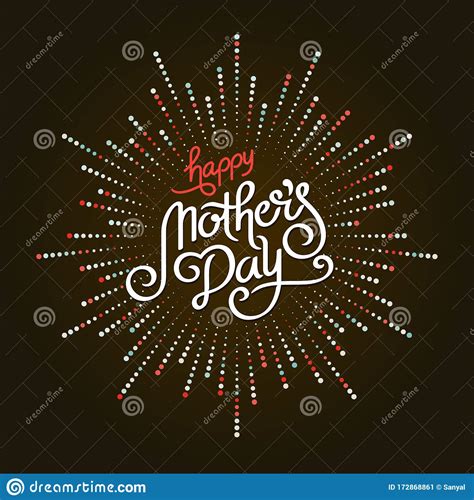 Happy Mothers Day Greeting Card Holiday Vector Illustration With Lettering Composition And