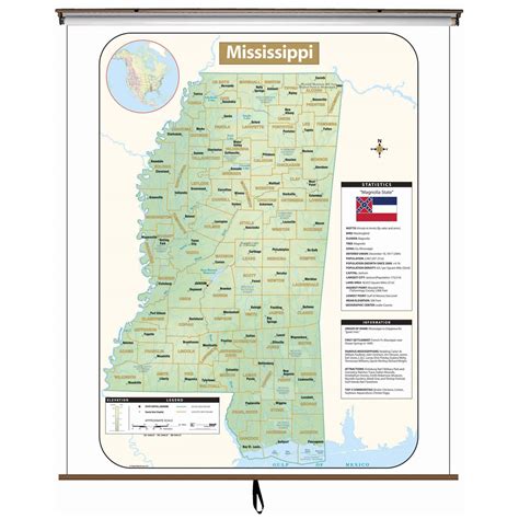 Mississippi Large Shaded Relief Wall Map Shop Classroom Maps